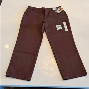 Lee Women's Truffle Brown relaxed, plain front, straight leg pants 16 SHORT NWT